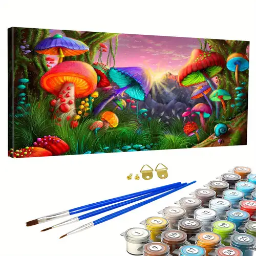 Paint by Number for Adults Mushroom Paint by Numbers for Adults Beginner  Acrylic Oil Paint Set for Adults DIY Crafts for Adult Painting by Number  Kits on Canvas Skeletons Gifts for Decor