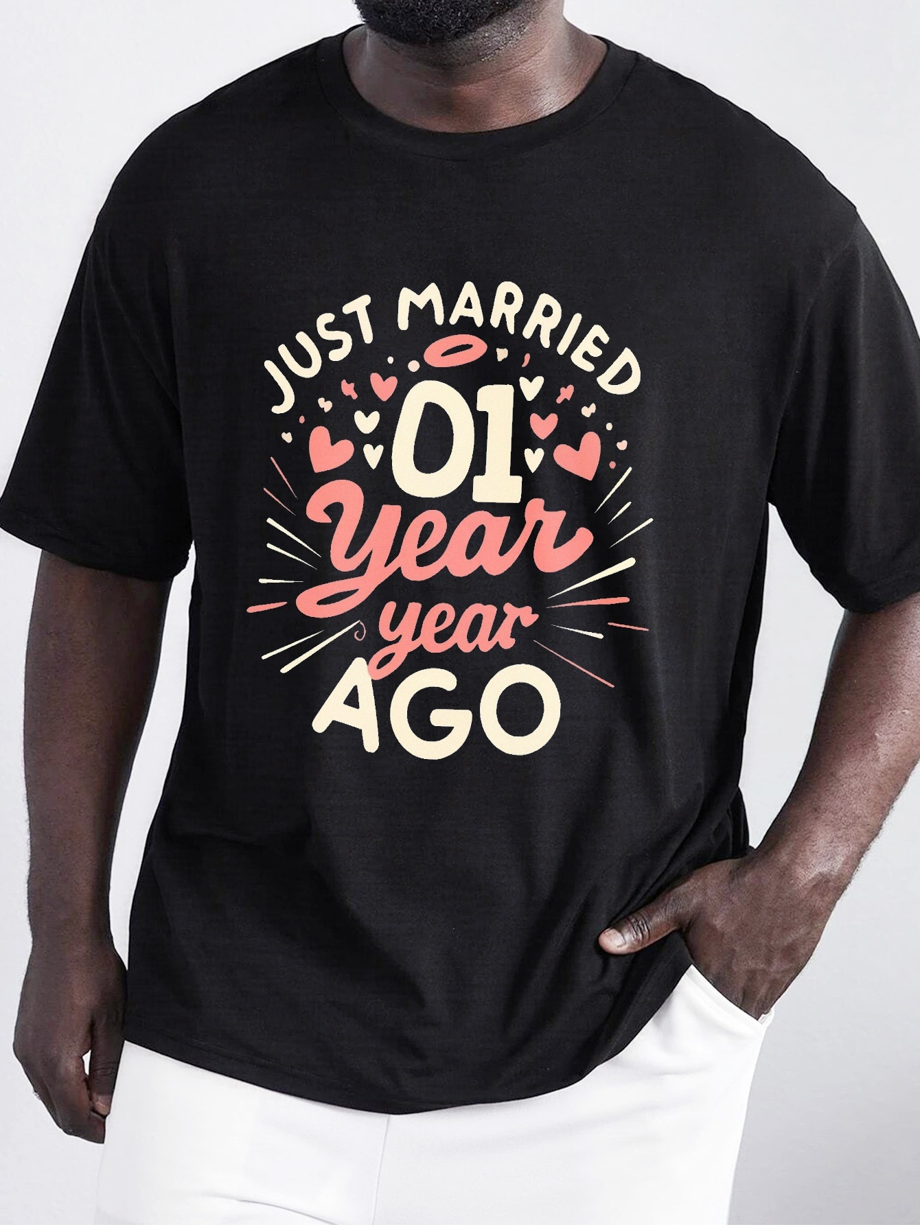 Plus Size Men's Married Year Ago Letter Print Creative Top - Temu Canada