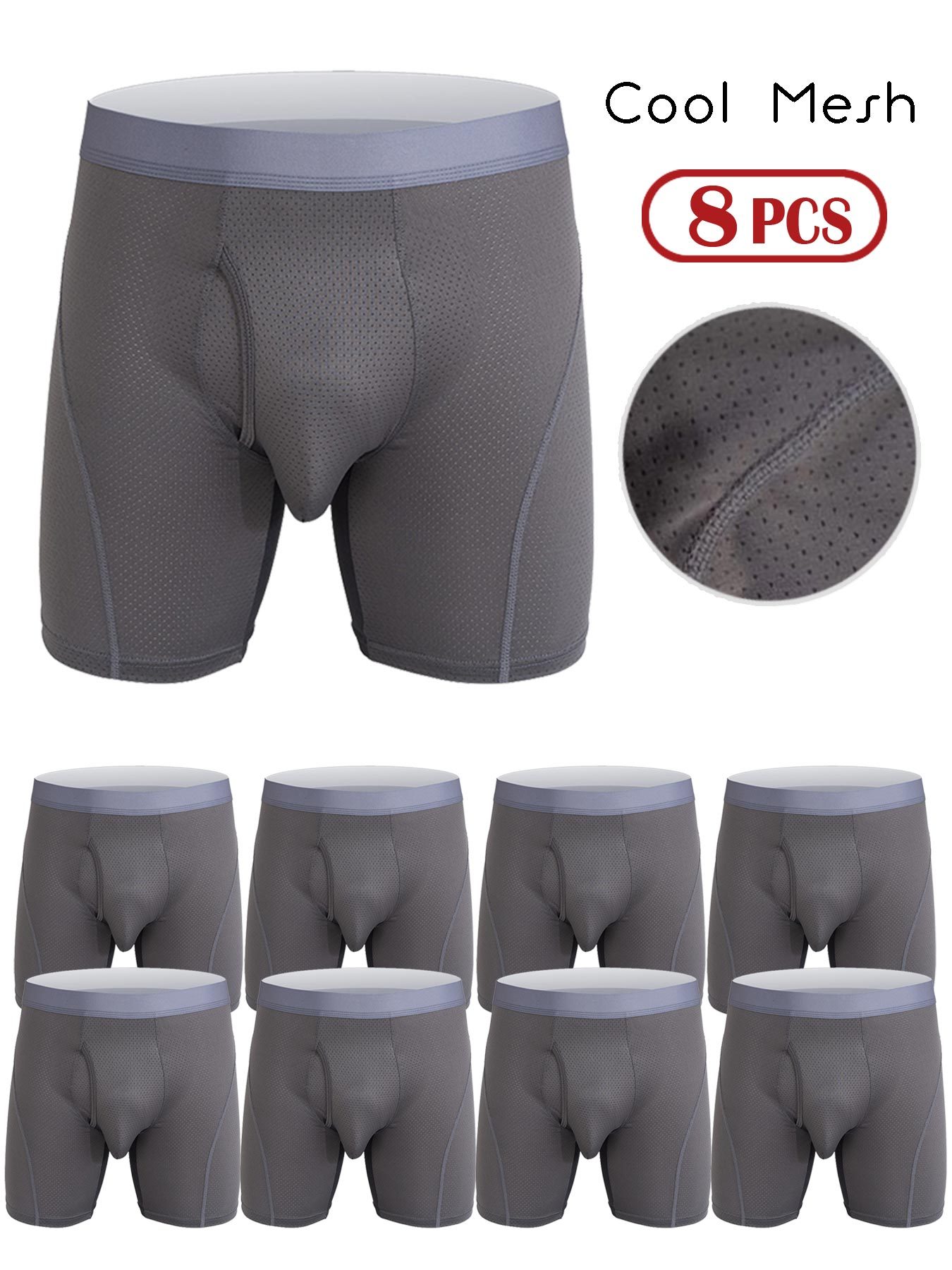 Underpants Men Rib Boxer Trunks Soft Breathable Bulge Pouch