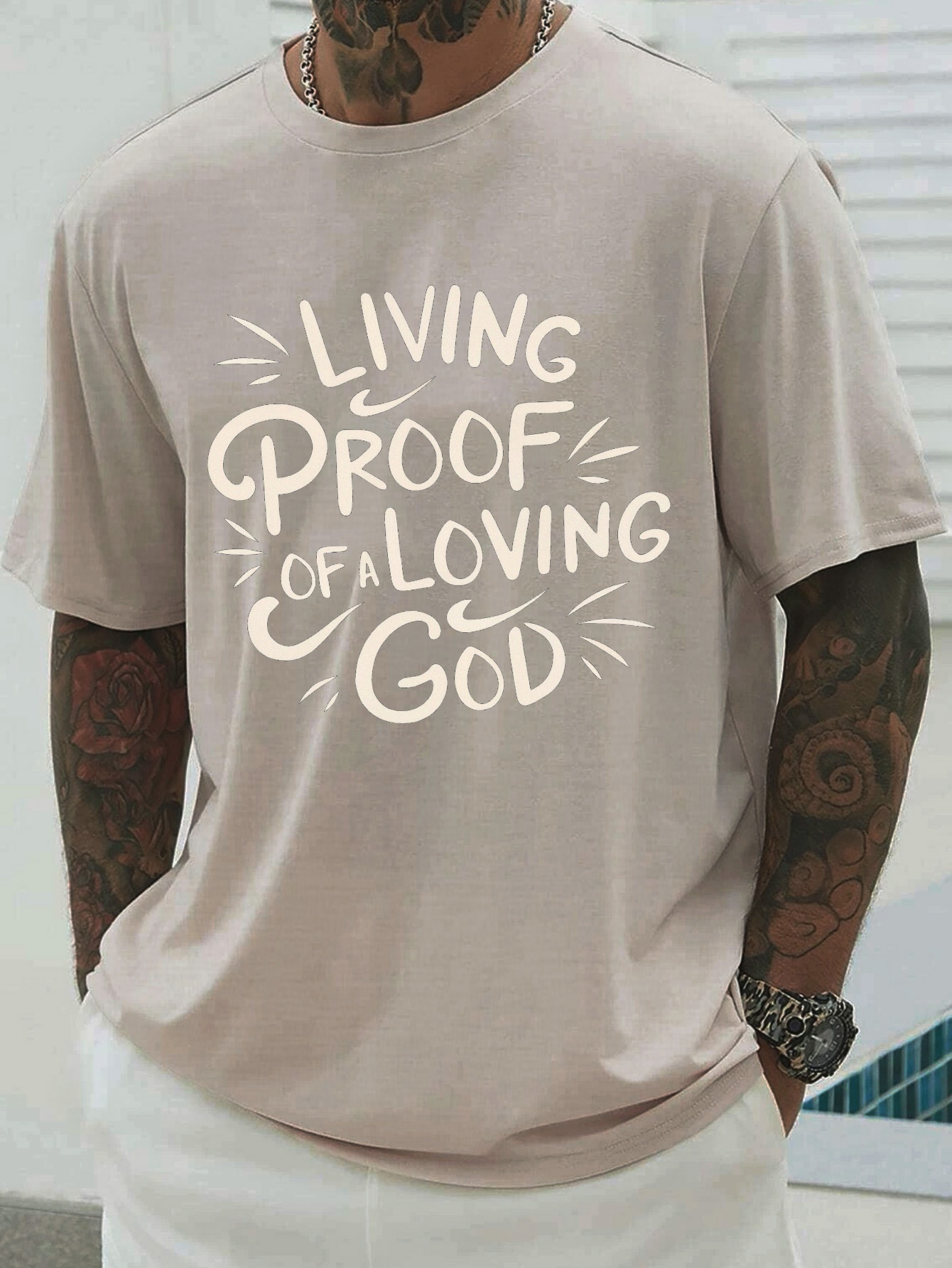 Plus Size Men's Living Proof A Loving God Letter Print - Temu Ireland