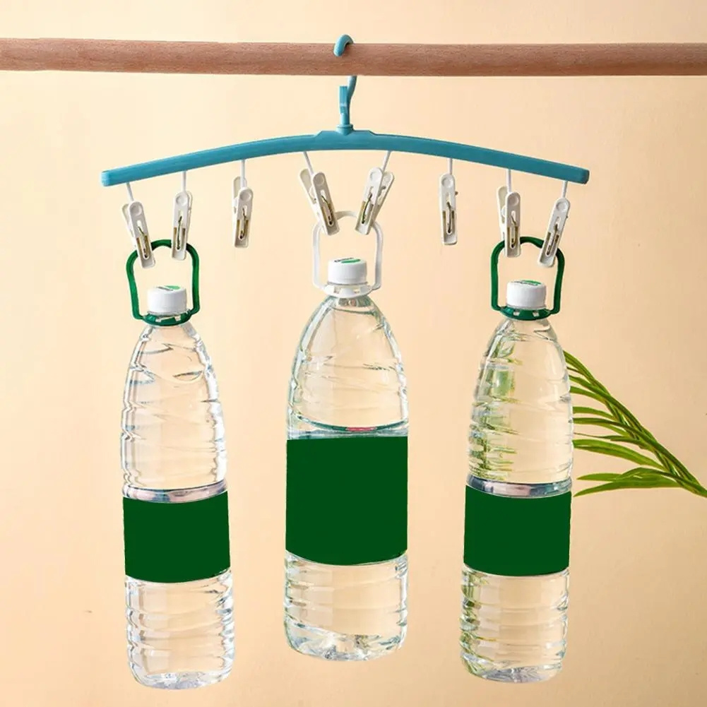 8 Clips Plastic Clothes Drying Hanger Windproof Clothing Rack
