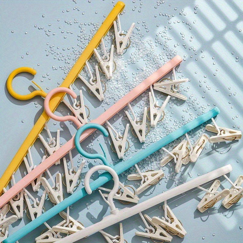 8 Clips Plastic Clothes Drying Hanger Windproof Clothing Rack