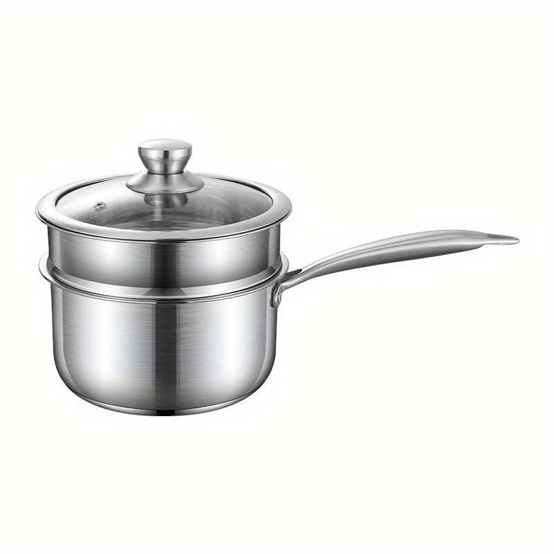 Sauce Pan with Glass Lid Wooden Handle Nonstick Aluminum Small Pot Noodles  Pot for Egg Cooking Baby Food Dual Pour Spout