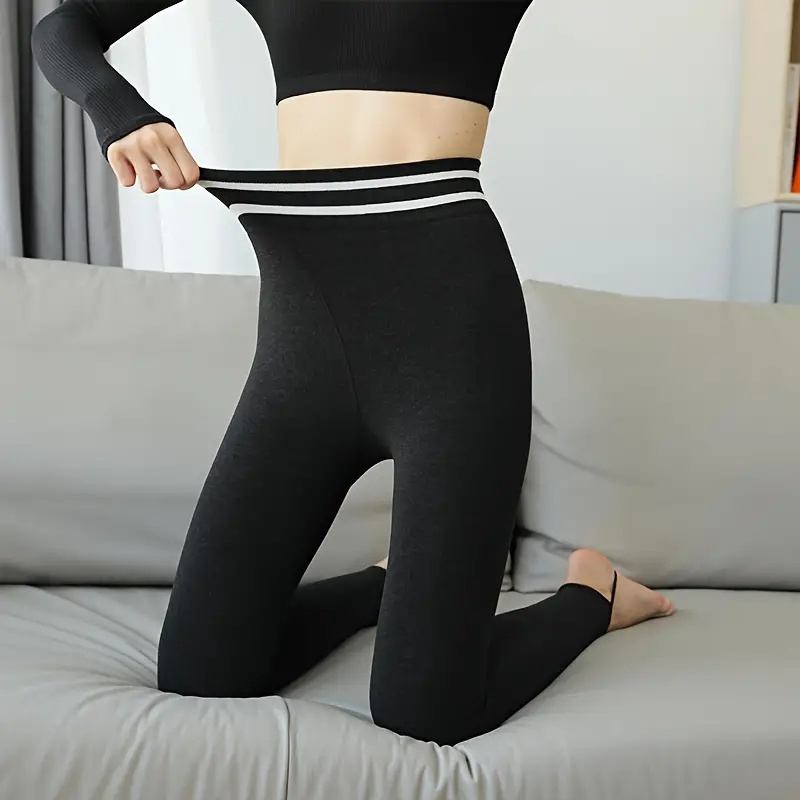 Thick Fleece Lined Thermal Leggings Hot Vertical Thin Striped Women Winter  Pants Stretchy High Waist Soft Leggings Booty Lifting - AliExpress