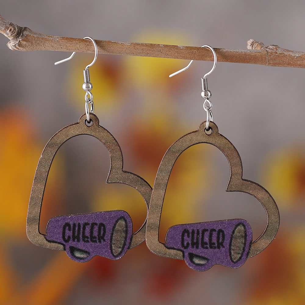 Hollow Heart Design Dangle Earrings Retro Simple Style Wooden Jewelry, Jewels Valentine's Day Gift for lovers, Wood, 1.49, Free Returns & Free