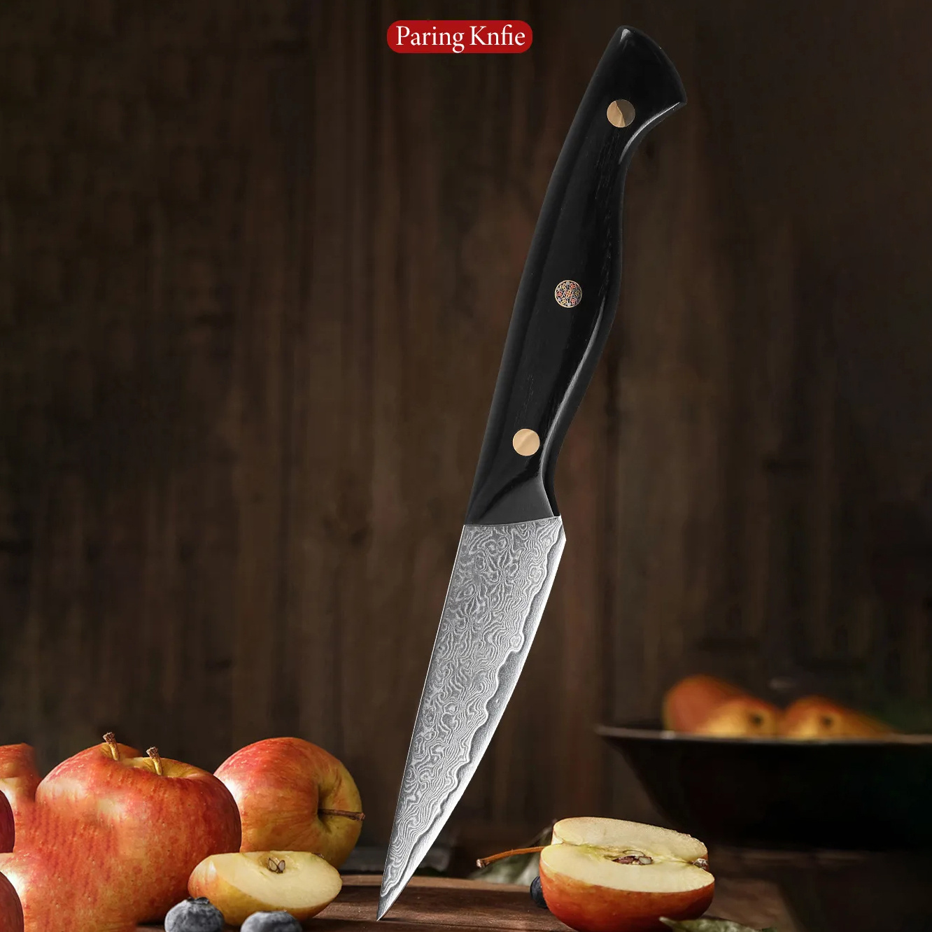 KEPEAK Paring Knife 3.5 Inch, Fruit Knives, High Carbon Stainless Steel,  Pakkawood Handle, Utility Cutlery Cutting Chopping Peeling for Fruit