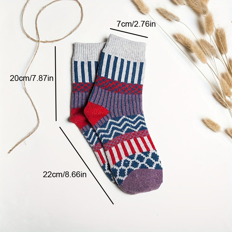 5 Pairs Men's Warm Cotton Thick Winter Crew Socks US Size 7 To 12
