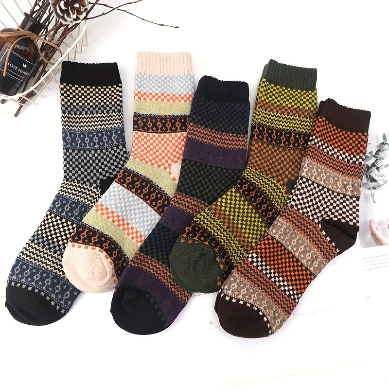5 Pairs Men's Warm Cotton Thick Winter Crew Socks US Size 7 To 12