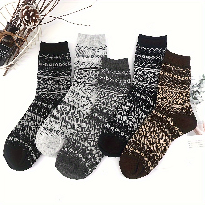 5 Pairs Men's Warm Cotton Thick Winter Crew Socks US Size 7 To 12