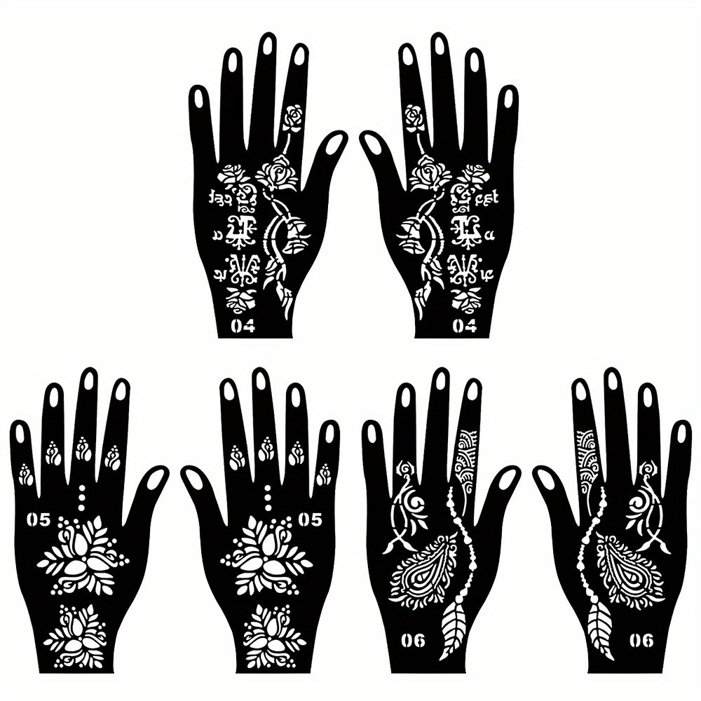 Tattoo Stencils Kit Hand Self adhesive Set Flowers And Other - Temu