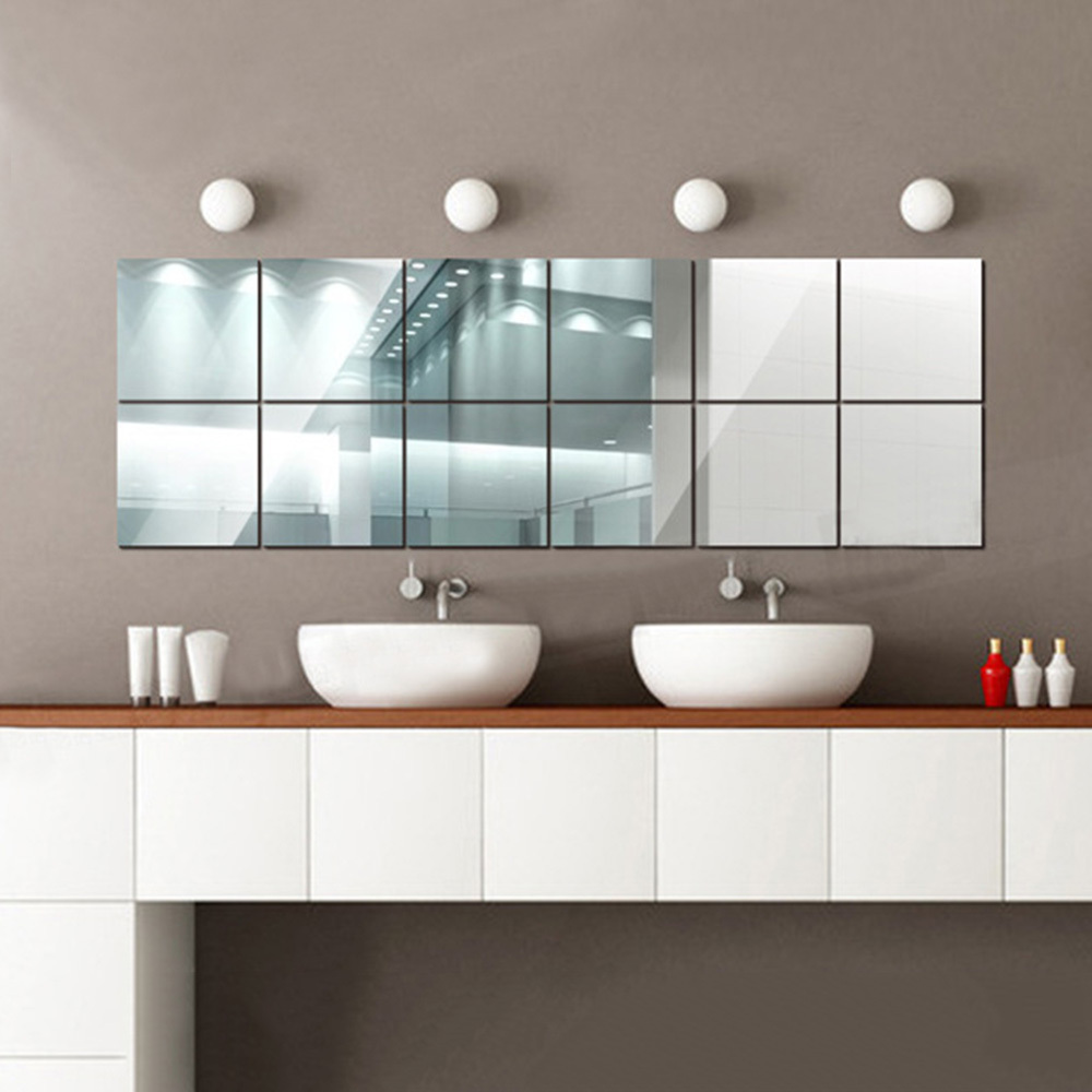 Mirror Tiles Self-adhesive 15x15cm 18 Pieces Decorative Wall Mirrors