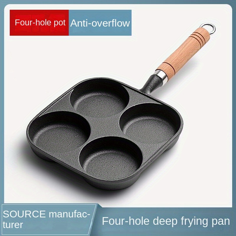 Household Four-hole Frying Pan Kitchen Pan Non-stick Pan Breakfast Egg  Hamburger Small Frying Pan Steak Pot - Temu