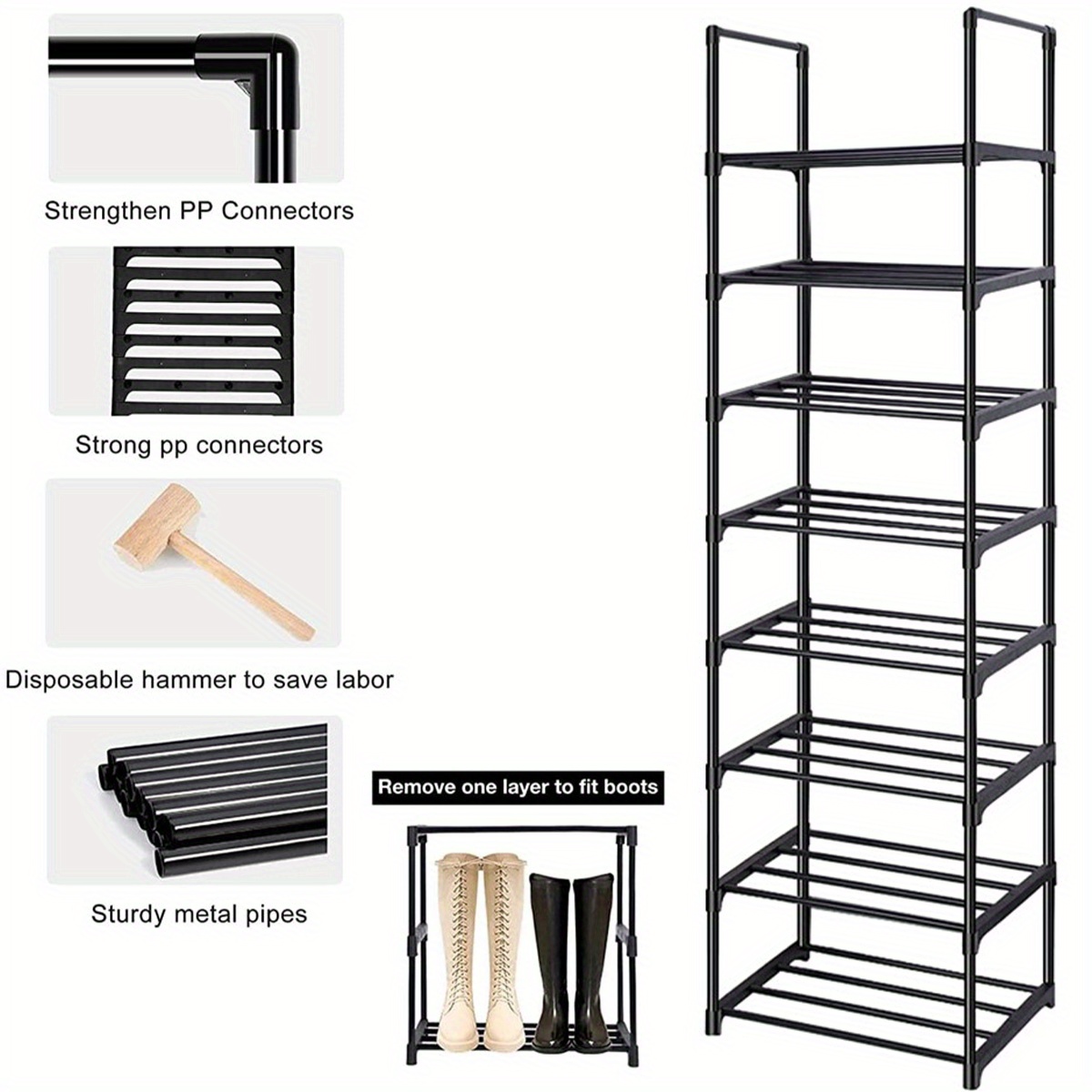 10 Tiers Shoe Rack Tall Shoe Storage Shelf Boots Organizer for Entryway  Bedroom