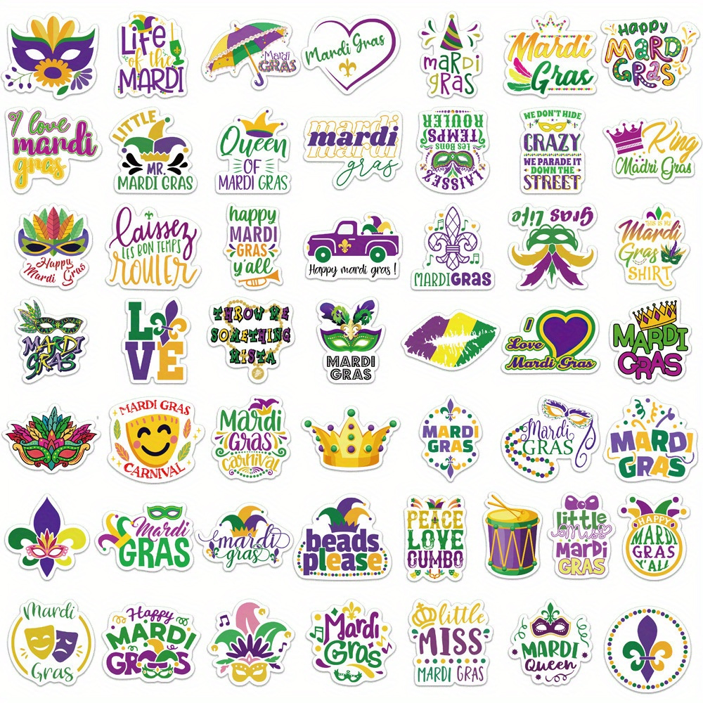 Mardi Gras 27 stickers, doodles