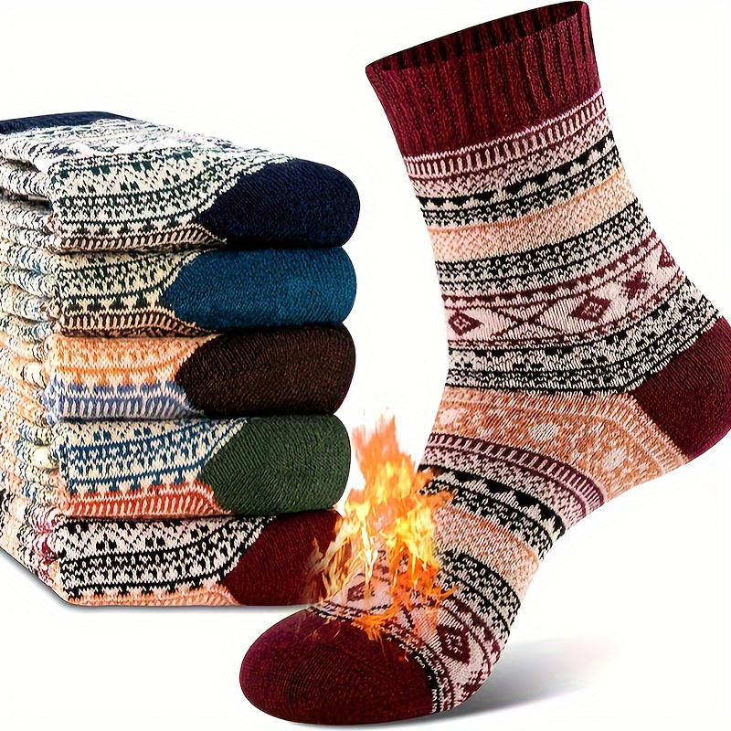 Men's Fashion Warm Socks Cotton Thick Socks Vintage Winter - Temu