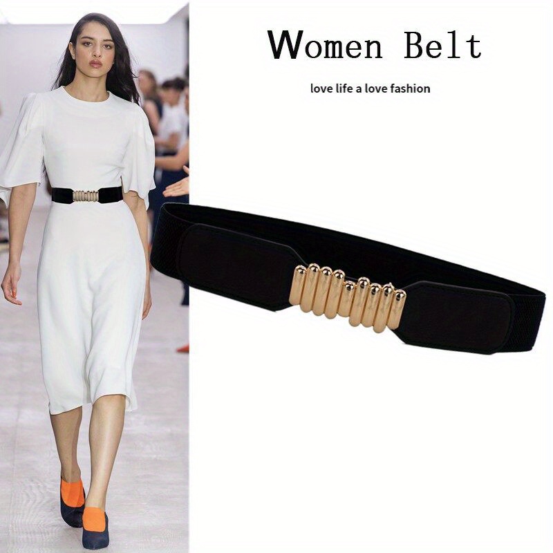 Trendy Striped Buckle Belts Classic Solid Color Elastic - Temu