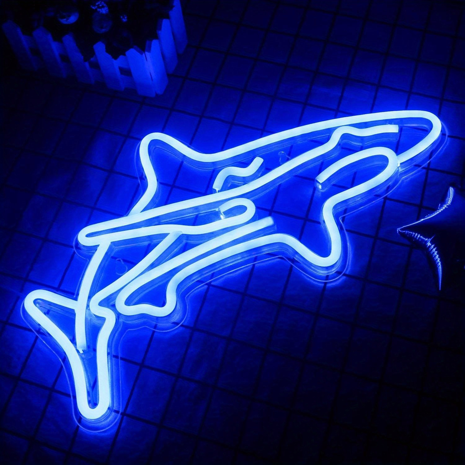 Shark Neon Gaming Room Led Neon Sign Usb Switch Power Cool - Temu