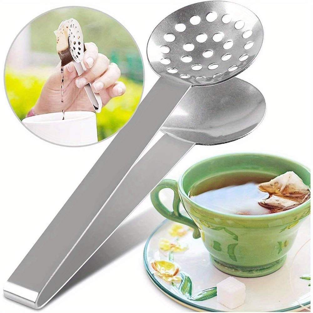 Stainless Steel Tea Bag Squeezer With Spoon Reusable Tongs For