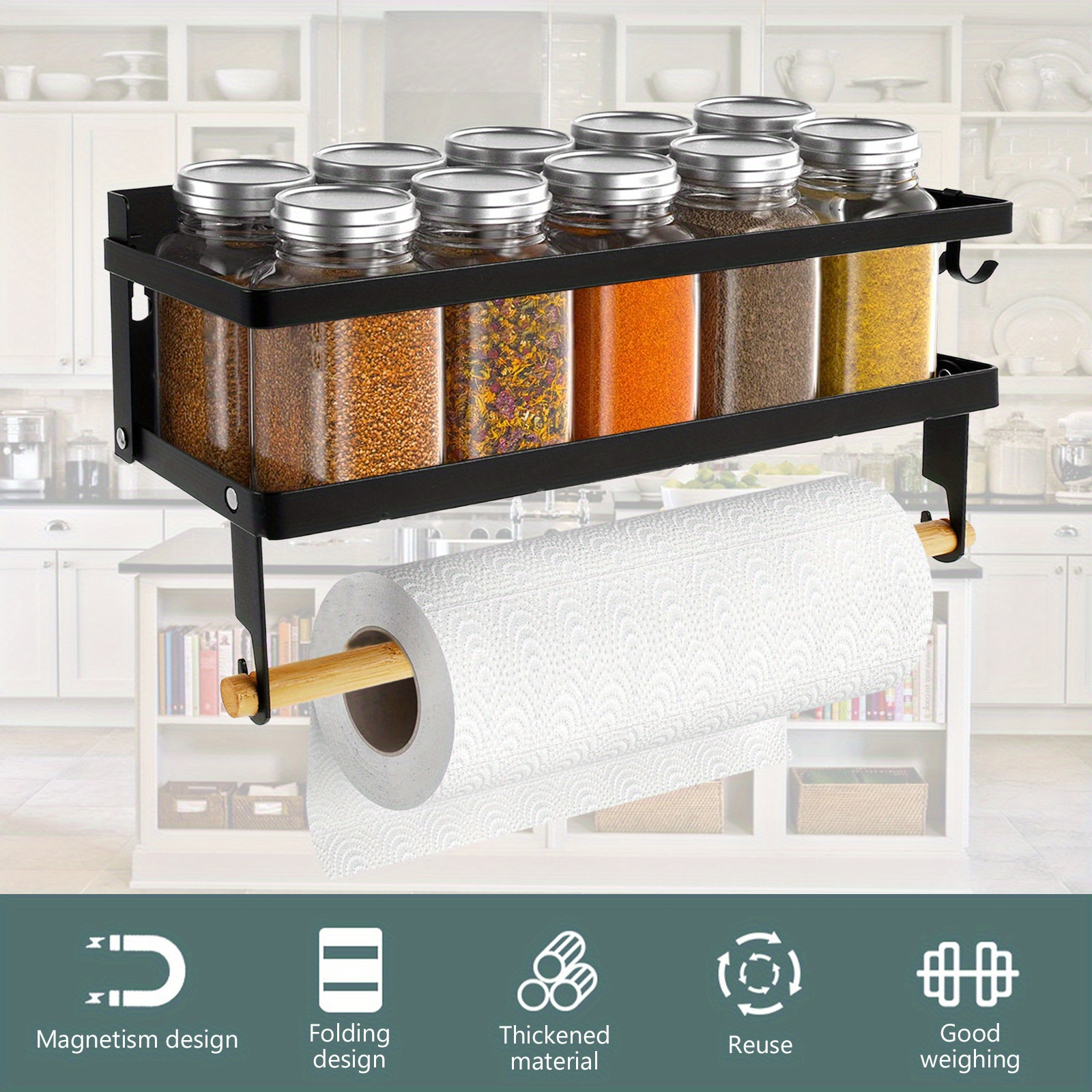 1pc Simple Kitchen Refrigerator Magnetic Paper Towel Holder Rack
