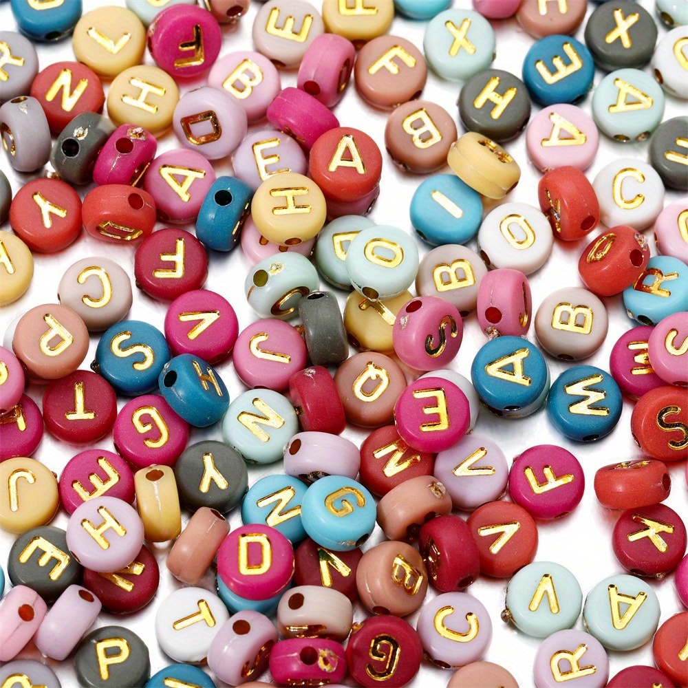 150PCS/set Colorful Acrylic Small Letter Golden Alphabet Beads For Jewelry  Making