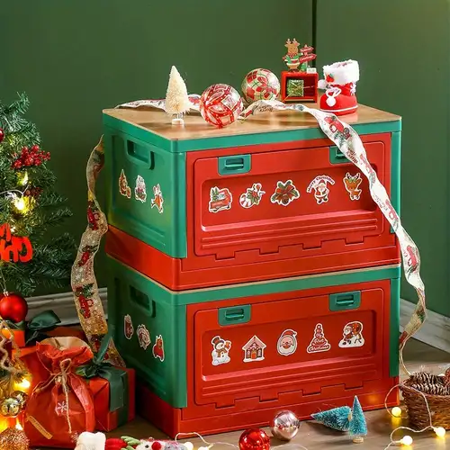 Christmas Supplies Storage Box With Cover Folding Square - Temu