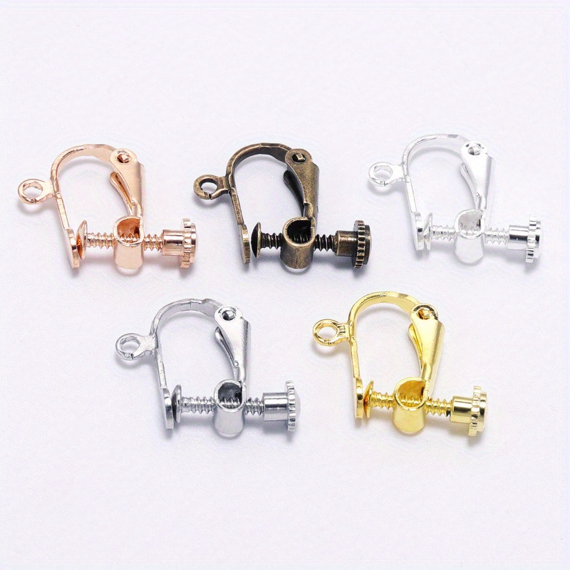 10pcs Stainless Steel Ear Clips Earrings Gold Color Blank Base