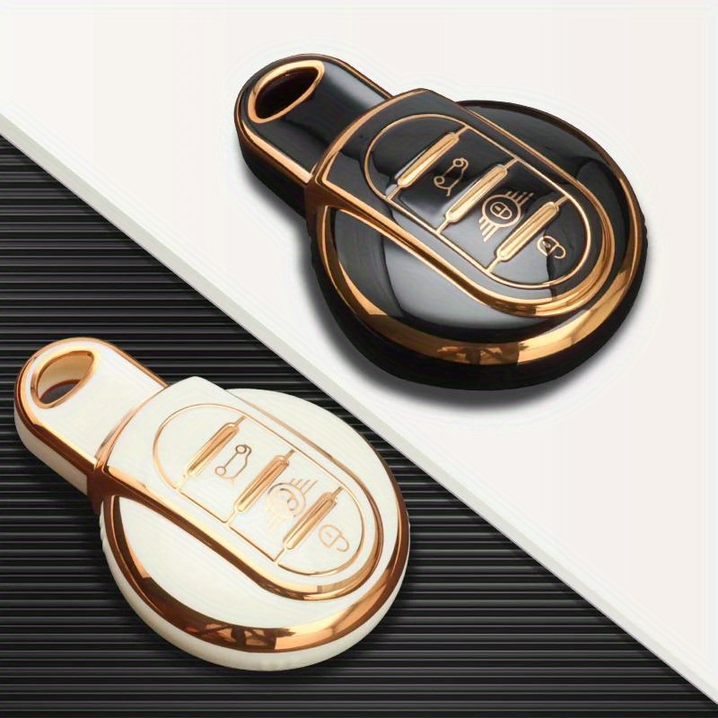 SANRILY Golden-Edge - Funda para llavero de 3 botones para Mini Cooper  Countryman S ONE JCW F54 F55 F56 F57 F60 Clubman sin llave con llavero de