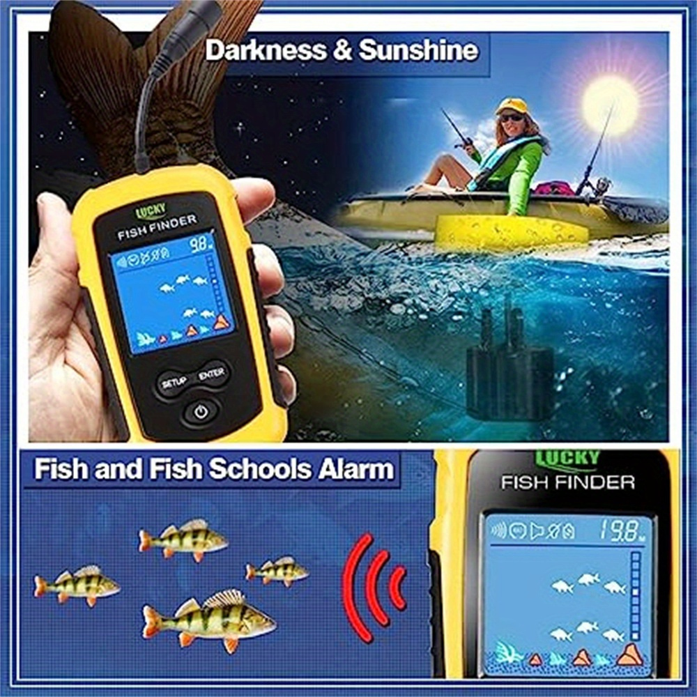 Lucky Fish Finder Colors Display Echo Sounder Alarm - Temu Canada