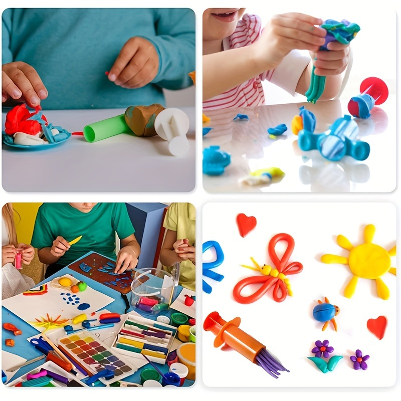 5pcs Kid Plasticine Squeeze Toy Playdough Set Dough Extruder Tool Random  Color