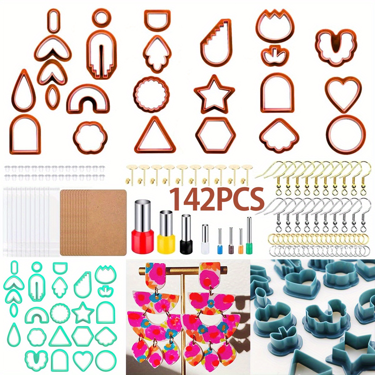 Polymer Clay Cutters Set Stainless Steel Multiple Shape Clay Earring  Cutters Set Reusable Polymer Clay Molds Set with Earring Accessories for  Earrings