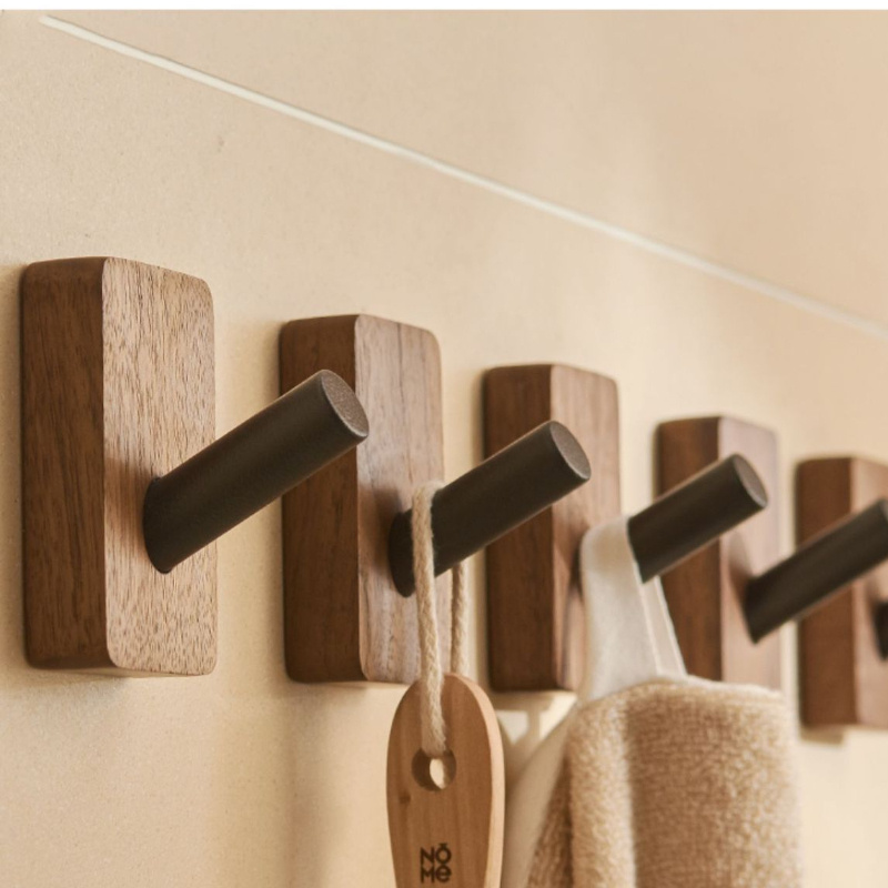 No Punching Hook Solid Wooden Bathroom Towel Hook Wall - Temu
