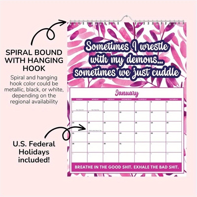 Sweary Calendar 2024 Mental Health Calendar mental Health Temu Australia