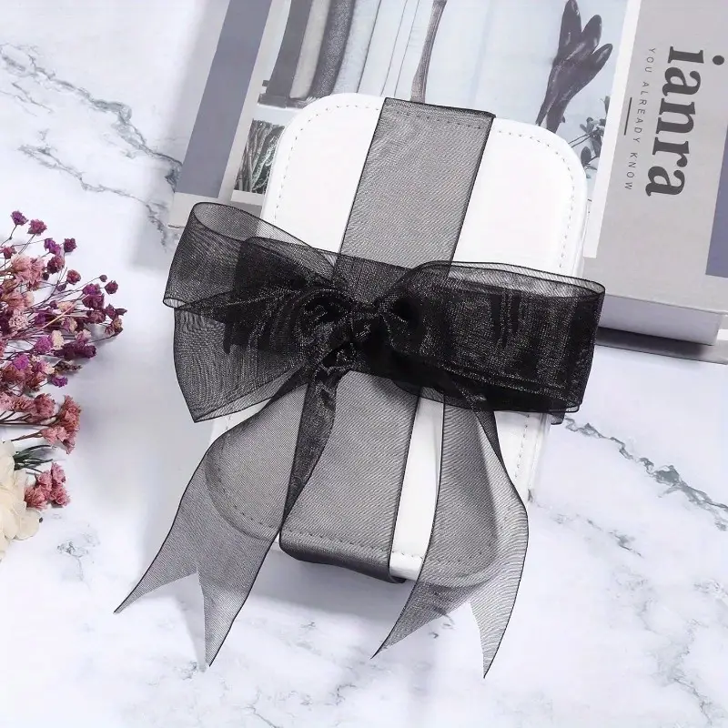 1 Roll, 1.5 Inch Transparent Organza Ribbon Black Chiffon Ribbon For Gift  Wrapping Wedding Bouquet Crafts, Ribbons For Bouquets, Flower Wrapping Paper