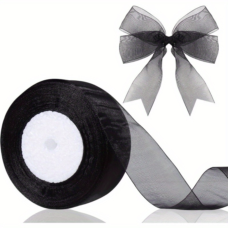  Hapeper 250 Yards 1/4 Inch Narrow Sheer Organza Chiffon Ribbon  for Crafts Making, Gift Wrapping (Black) : Health & Household