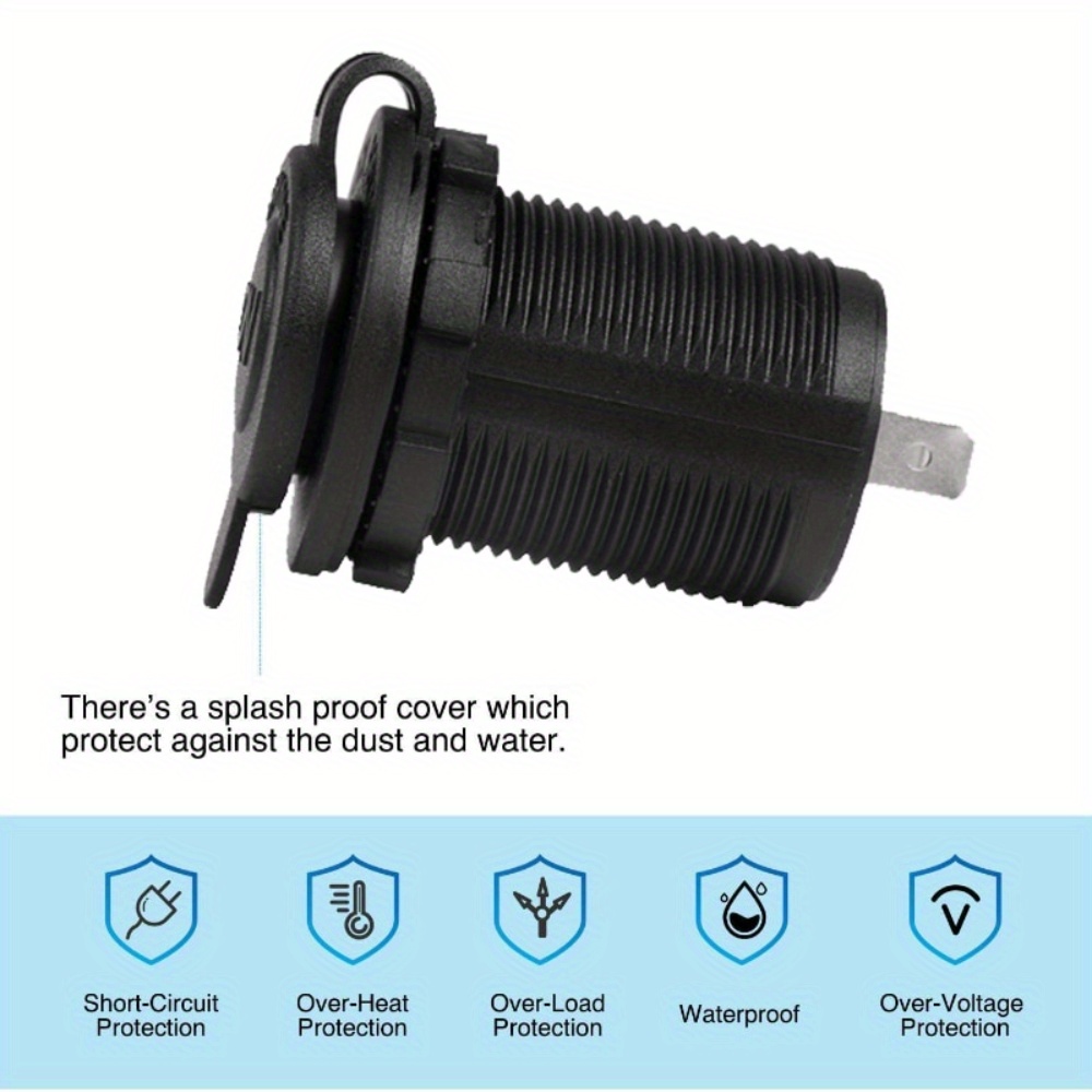Car Cigarette Lighter Socket 12v 24v Waterproof Plug Power - Temu
