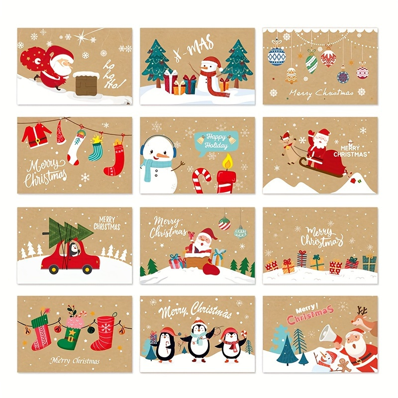 6pcs 12pcs Christmas Cards Christmas Message Cards Christmas