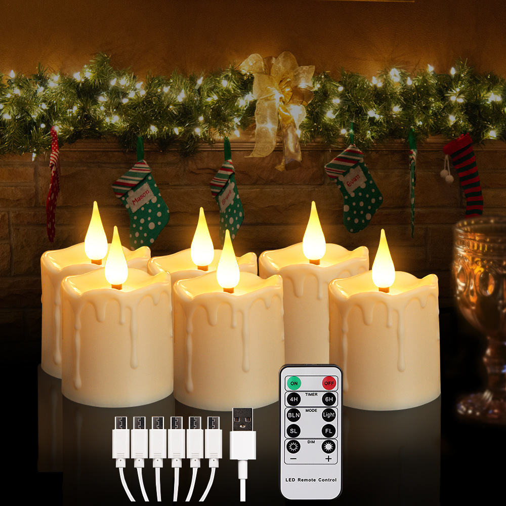 Bougies rechargeables sans flamme lumières, bougies led lumière bougie avec  télécommande minuterie pour la décoration de jardin d'accueil