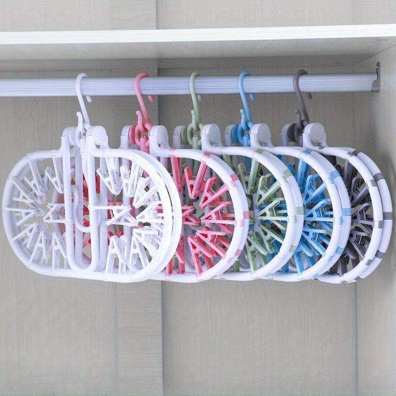 Clothes Hanger 10 Clips Laundry Drying Rack Plastic Sock - Temu