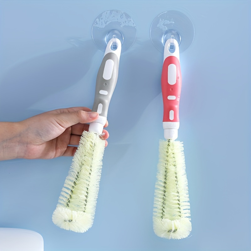 A-Brush - Cepillo limpiador de botellas de silicona, juego de 2 piezas,  flexible, mango largo, limpiador de botellas de agua, cepillo para pezón de