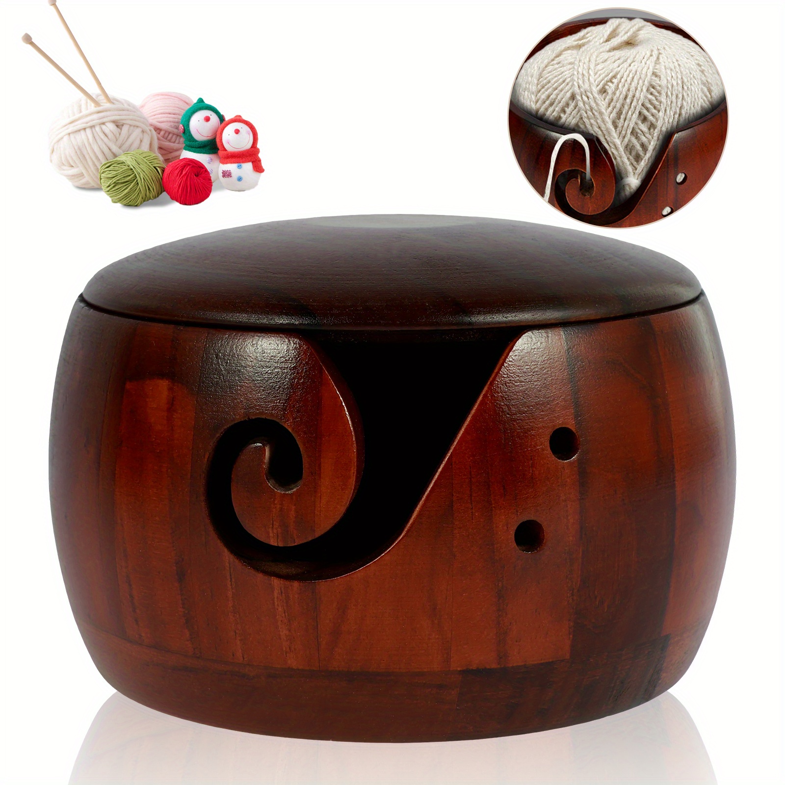 Haldina Wood Crafted Yarn Bowl - Yarn Holder for Crochet and Knitting –  Lumberhaze