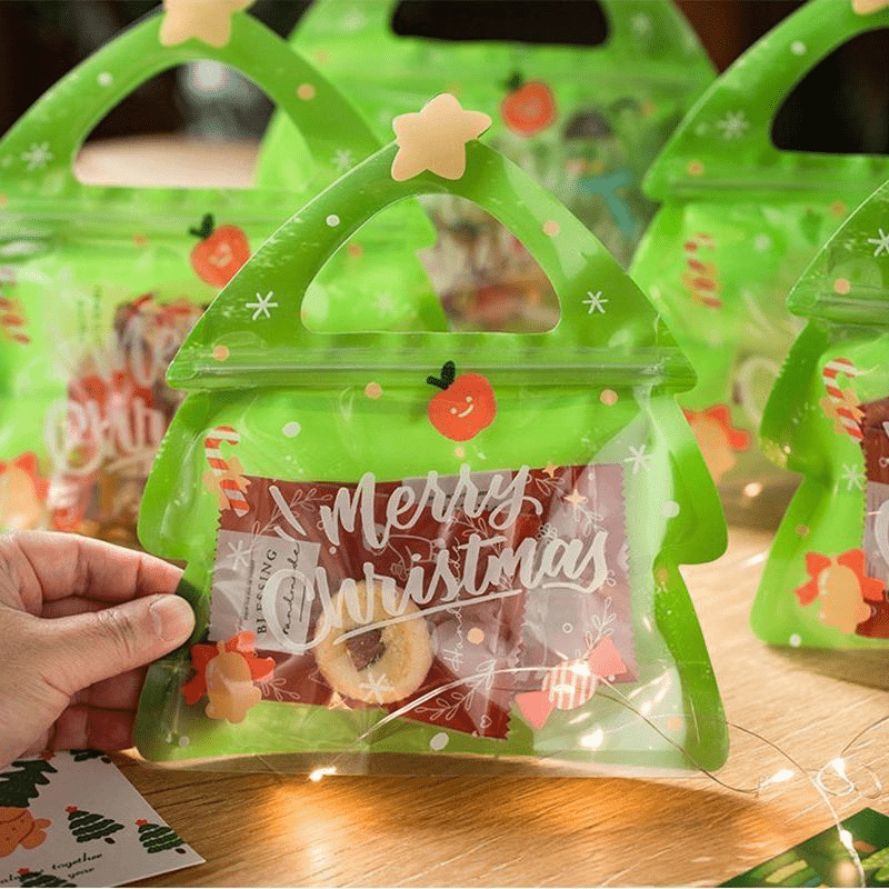 StoBag 50pcs Marry Christmas Candy Packaging Ziplock Bags Snack