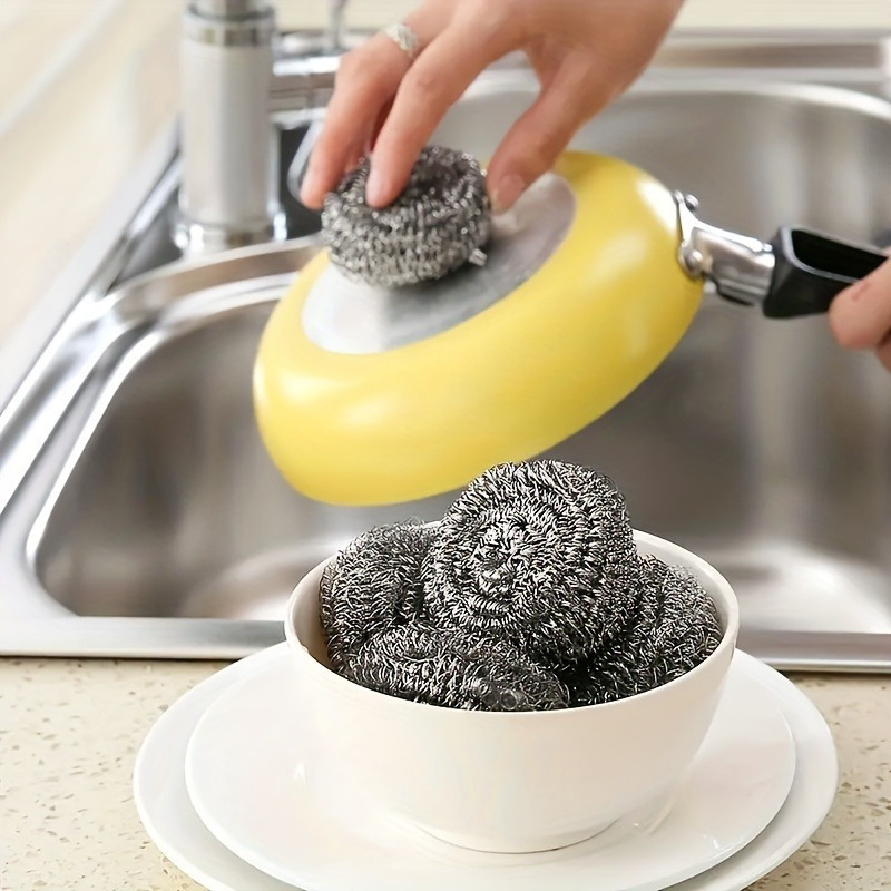 Bowl Dish Pot Steel Wire Sponge Cleaning Scrubber Scouring Pads 4 Pcs