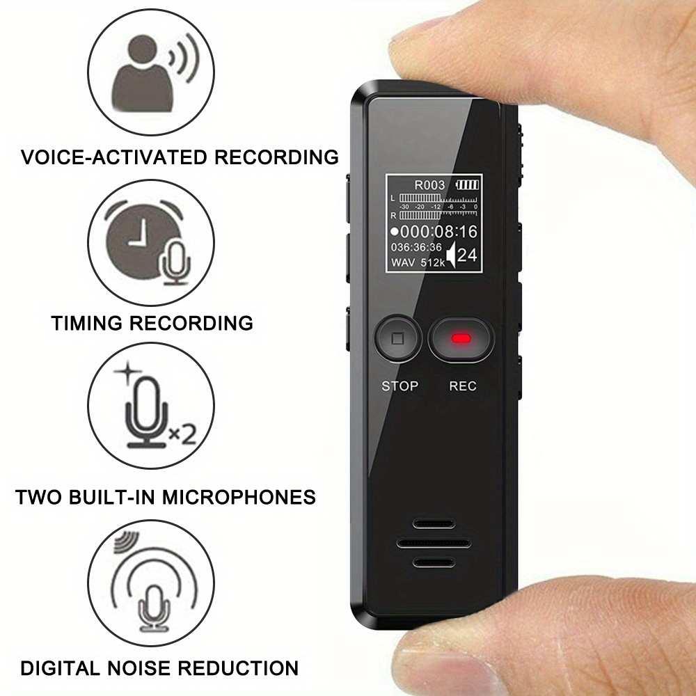 Acquista Q1 Mini registratore vocale ultrasottile 8-32 GB Digitale  professionale con attivazione audio HD Riduzione del rumore Registrazione  Lettore MP3