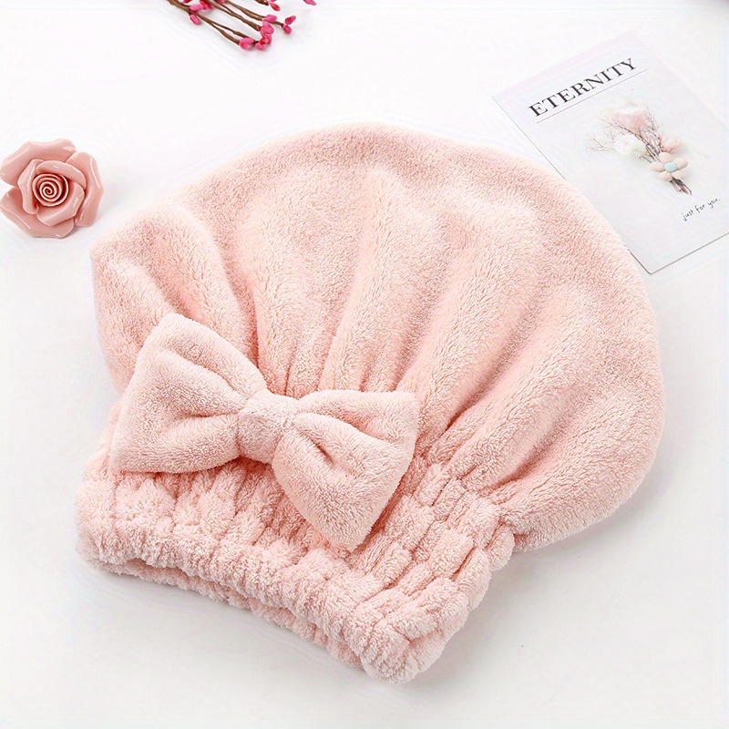 TEMU 1pza, Gorro De Secado Rápido Para El Cabello, Toalla Para Secar El Cabello, Gorro De Absorbente De Lana De , Accesorio De Ducha Portátil