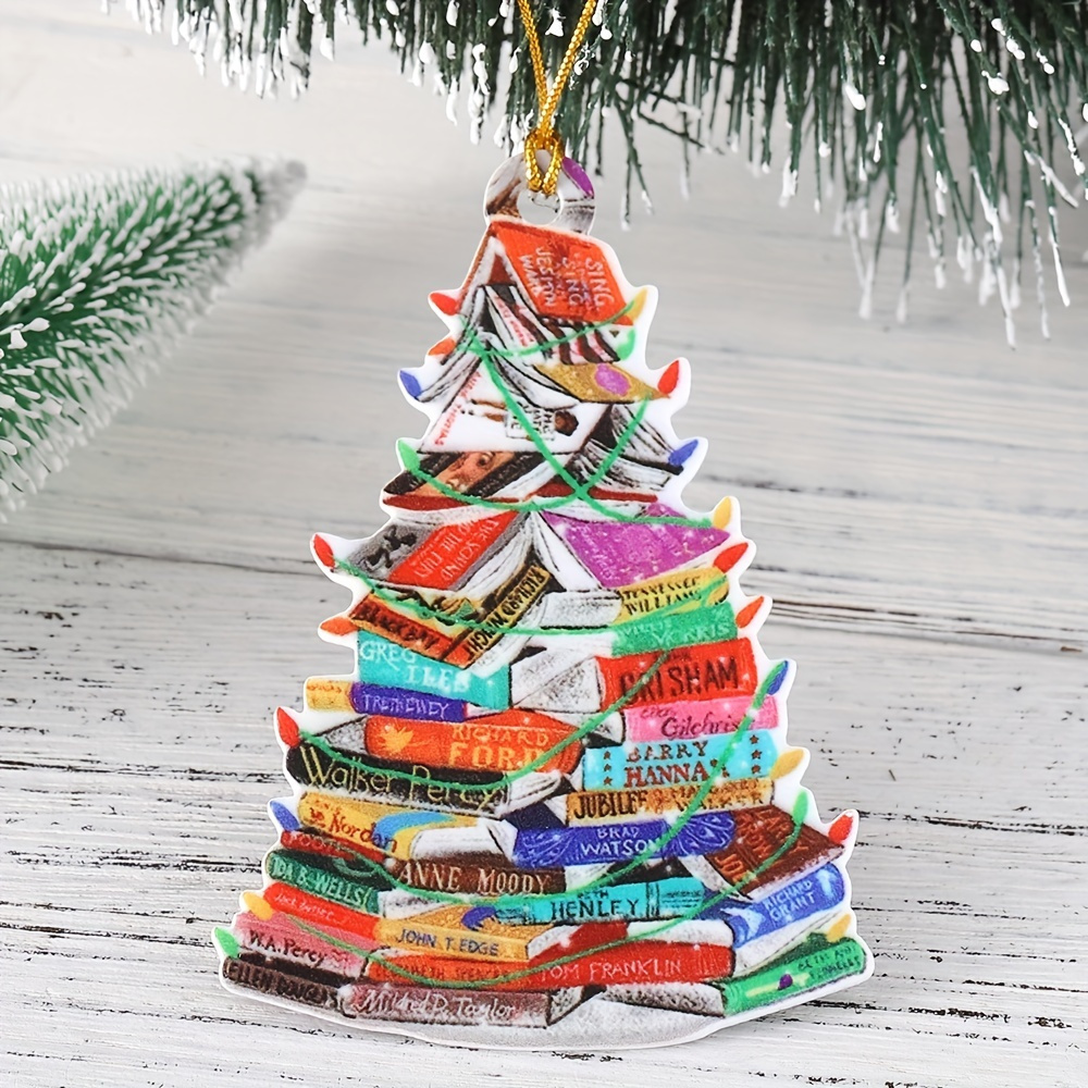 1pc,Acrylic Book Christmas Tree Pendant,Hanging Christmas Decorations,New  Year Christmas Party Pendant Christmas Tree Pendant Holiday Decoration