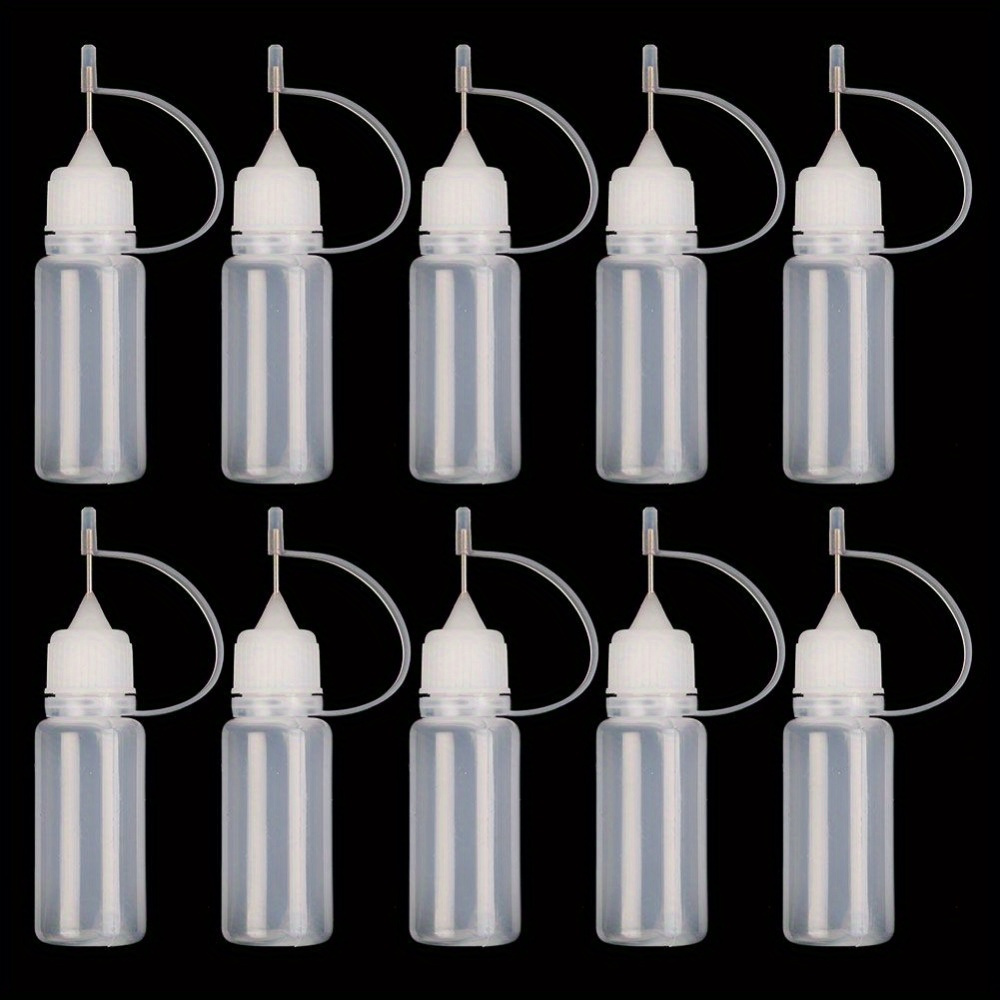 10pcs 10ml Needle Tip Glue Bottle Applicator DIY Quilling Tool Precision Bottle (White)