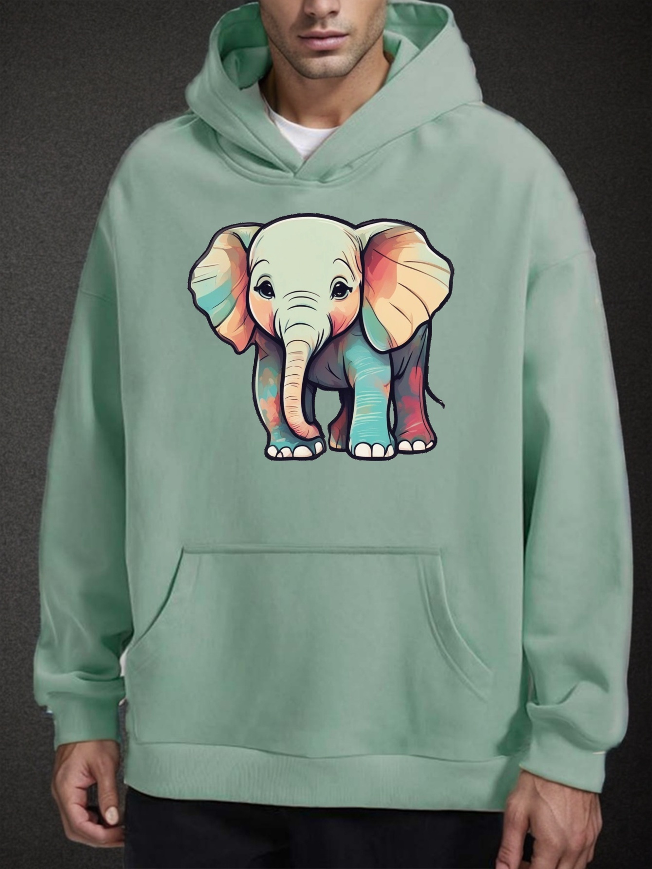 Elephant Print Hoodie Cool Hoodies Men Men s Casual Graphic Temu