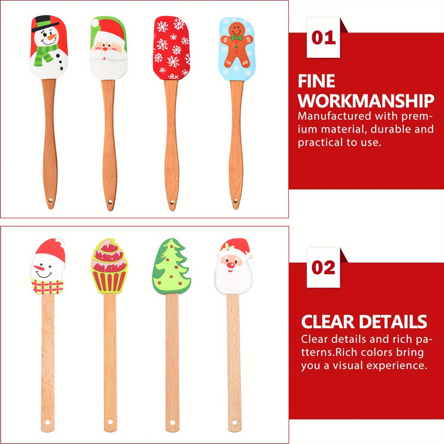 Silicone Cream Spatula, Christmas Tree Cream Spatula, Santa Claus Spatula,  Snowman Cake Mixing Batter Scraper With Wooden Handle For Kitchen Baking  Tools, Kitchen Stuff - Temu