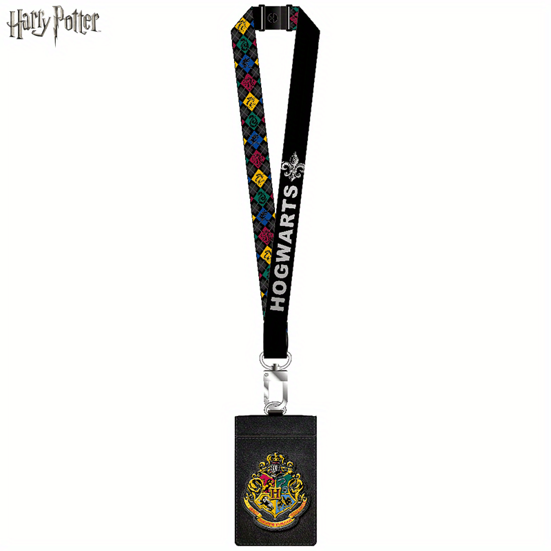 

1pc Official Licensed Hogwarts Lanyard With Deluxe Faux Leather Card Holder And Polyester Strap