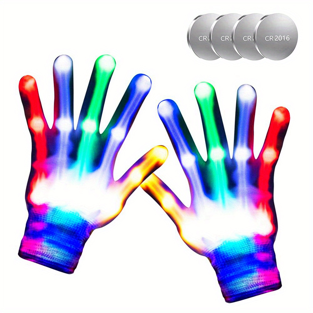 Guantes LED, Theefun Guantes iluminados con 12 colores y 2 modos, guantes  LED con dedos intermitente Casa Fiesta